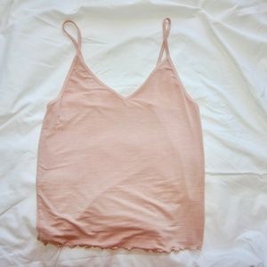 American Eagle baby pink lettuce hem tank top
